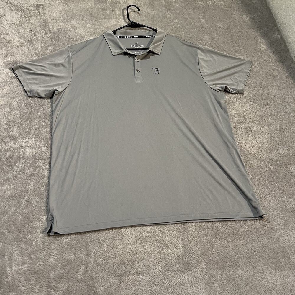 Nine Line Polo Shirt Mens 2XL XXL Grey Short Sleeve Military Casual Golf